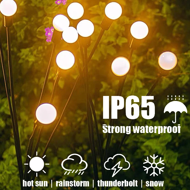 

Solar Firefly Lights Outdoor Waterproof LED Garden Lawn Lamp Solar Swaying Sunlight Powered Landscape Courtyard Patio Decoration