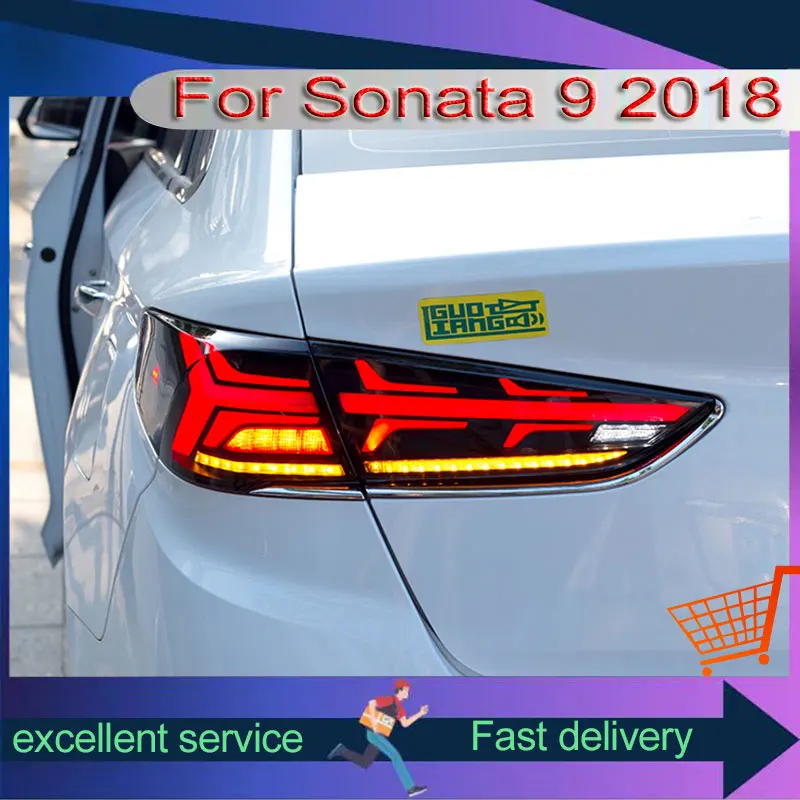 

Автомобильный задний фонарь для Hyundai Sonata 9 MK9 2016-2019, потоковый сигнал поворота, аксессуары для автомобиля, модификация в сборе, задняя лампа