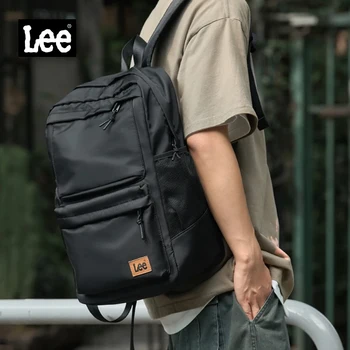 LEE Classic Black Unisex College Student School Bag Large Capacity Casual Leisure Nylon Laptop Backpacks Woman Man Schoolbag 1