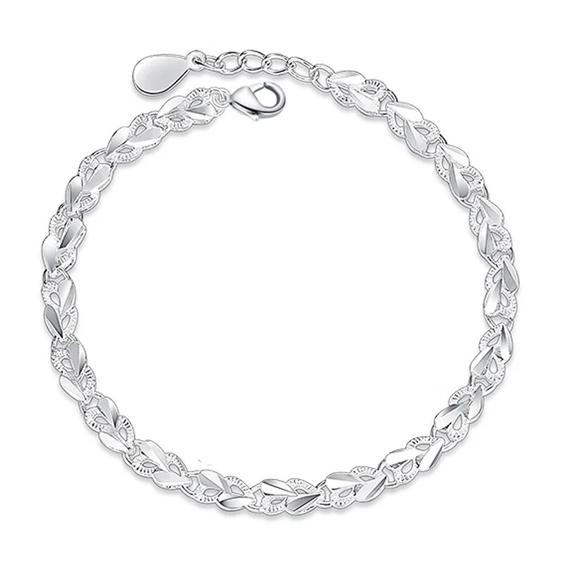 Charm bracelet 925 Sterling Silver Heart Charm Bracelet & Bangle Handmade Party Wedding Jewelry For Women Girls sl175