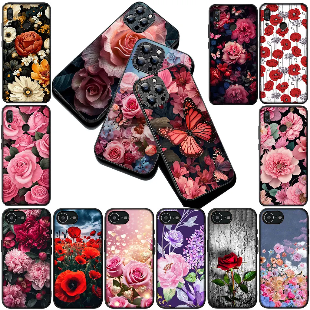 Elegant Red Rose and Pink Peony Floral Phone Case