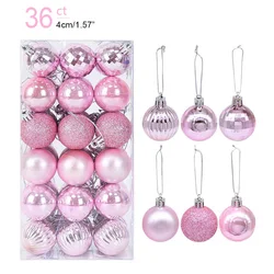 Festive Christmas Tree Ornaments - Elegant Hanging Decorations for Home and Party Decor 2023 (36pcs pink)