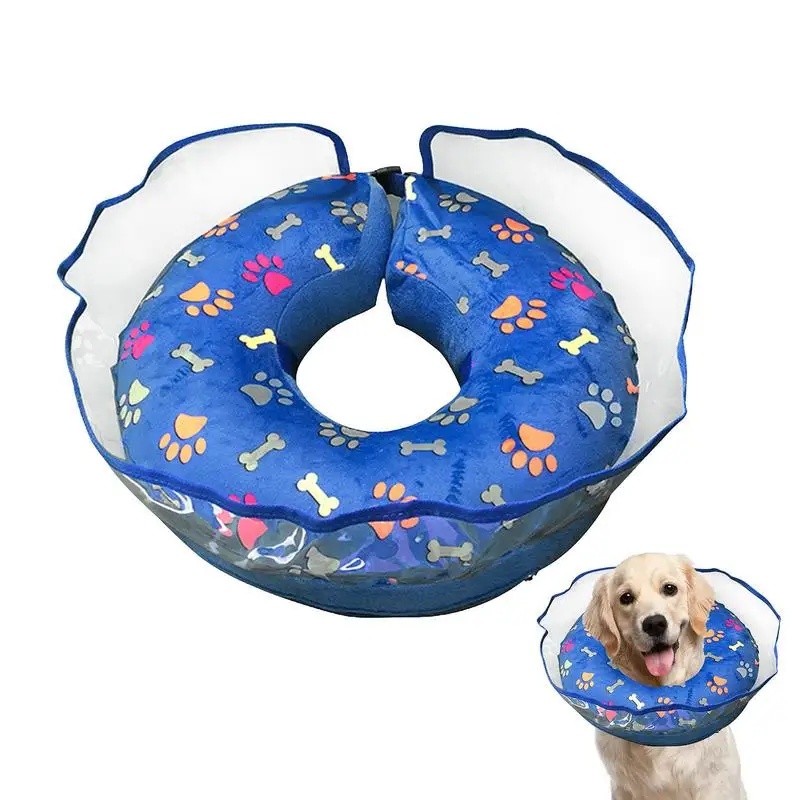 PVC Protective Inflatable Dog Cat Soft Pet Recovery Collar Elizabethan Collar For Small Large Dogs Not Block Vision E-Collar adjustable toast shaped cat elizabethan collar wound healing protective cone bread surgery recovery elizabethan collars for pet