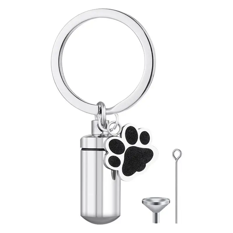 

Pet Ashes Keychain Dog Ashes Keepsake Paw Print Memorial Jewelry Cremation Cylinder Necklace Cylinder Vial Keepsake For Dog Cat