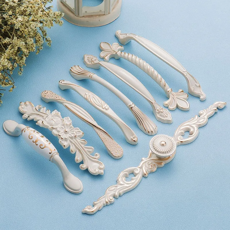 Zinc Aolly Ivory White Cabinet Handles Kitchen Cupboard Door Pulls Drawer Knobs European Fashion Furniture Handle Hardware