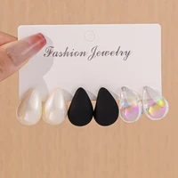 3Pairs Fashion Minimalist Drop Stud Earrings Set Women Colorful Boho Hoop Earrings Jewelry Gifts - Image 2