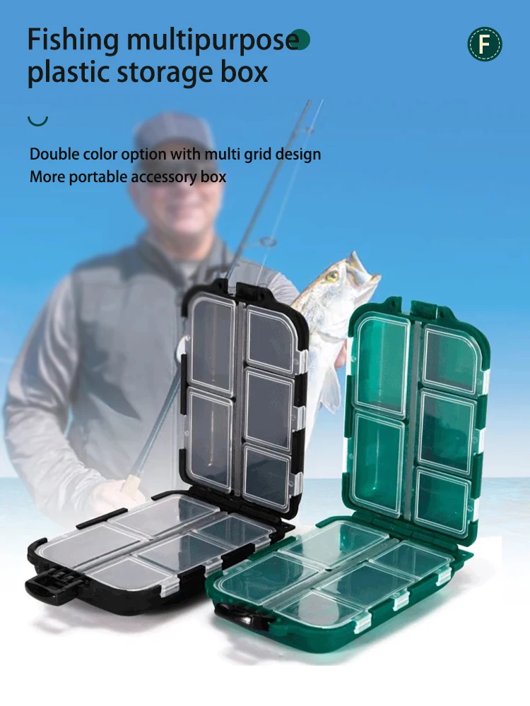Description Picture 2 of itemFishing Tackle Box 10 Compartment Lure Hook Storage Case Double Sided Fishing Tool Organizer Multifunctional Bait Container