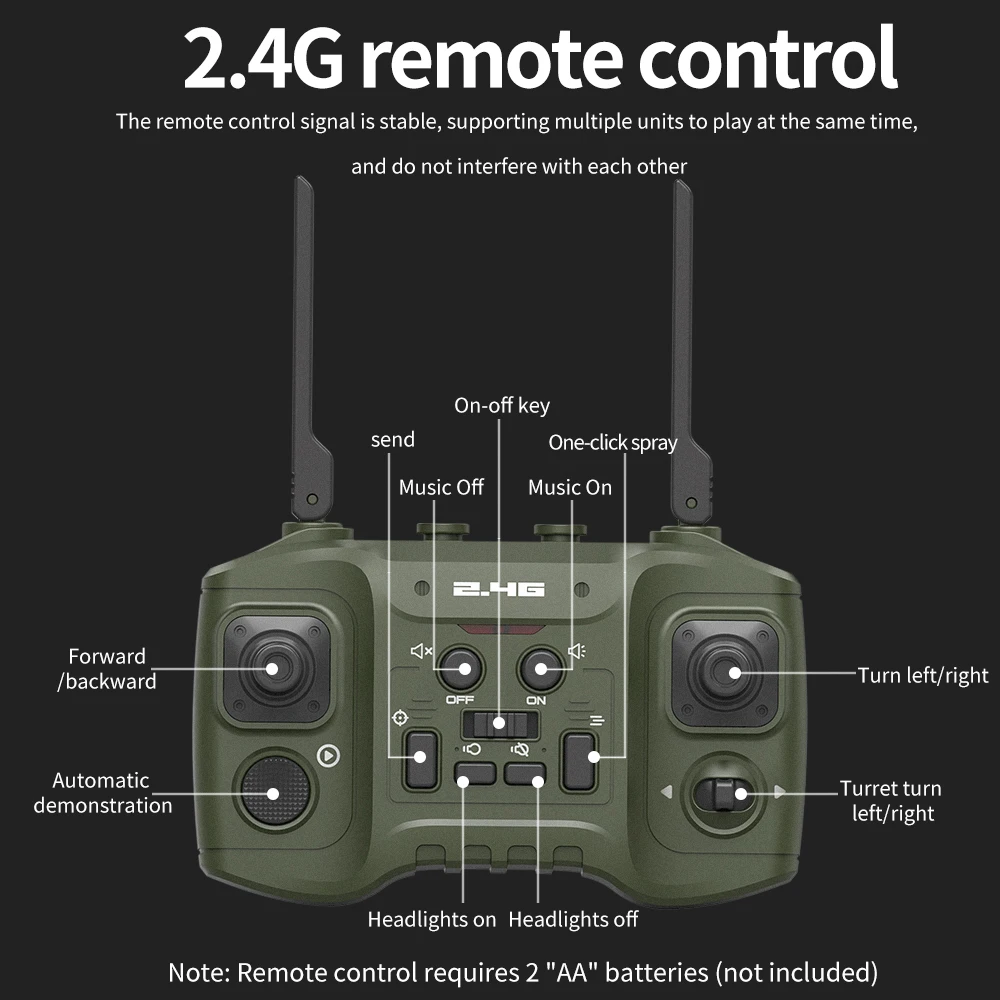 2.4G Tracked Simulation Remote Control Tank Water Bomb Spray Remote Control Vehicle War Armored Vehicle Model Children Toy Gift remote control vehicle