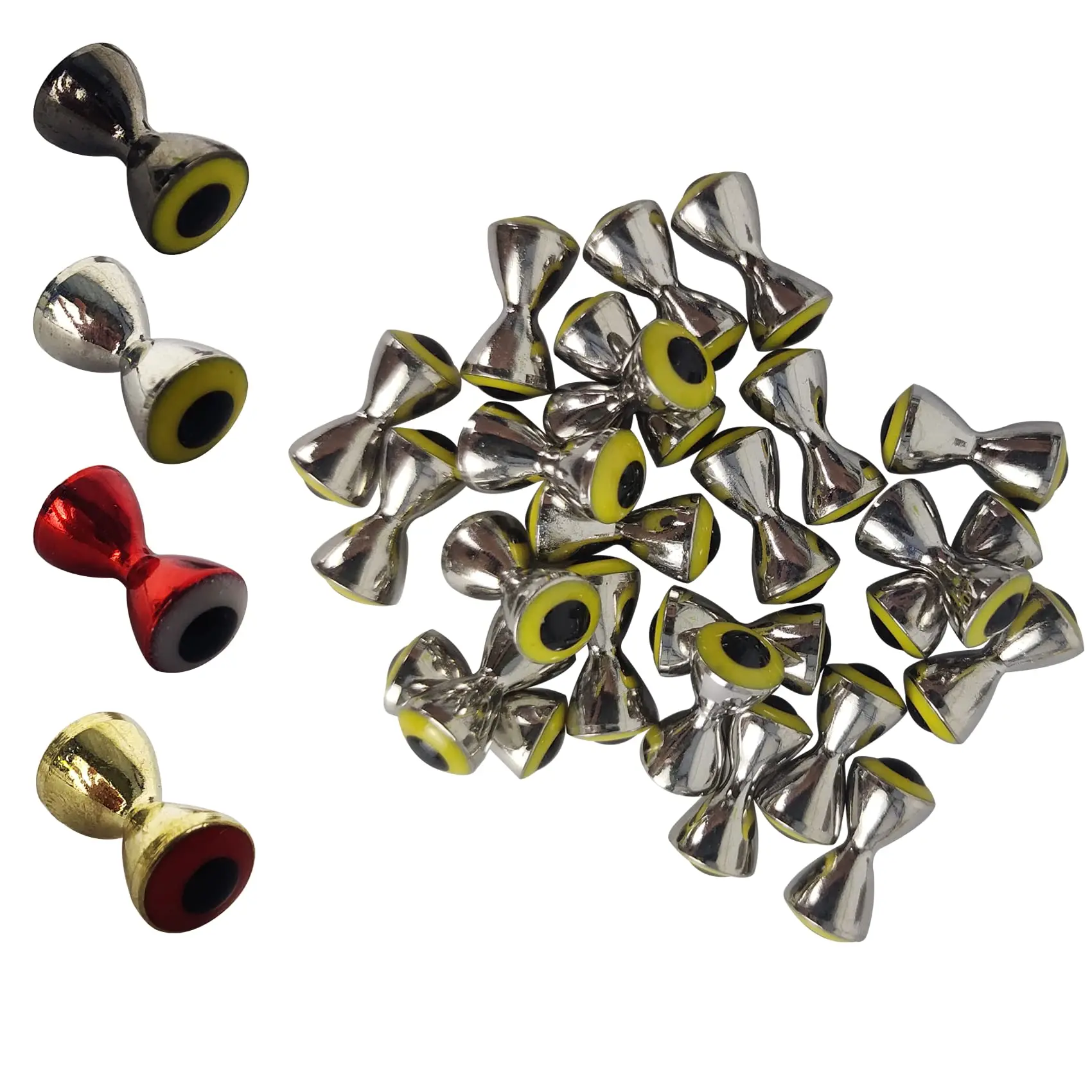 Aventik 25pc Brass Dumbbell Fish Eyes - Realistic Fly Tying Lure