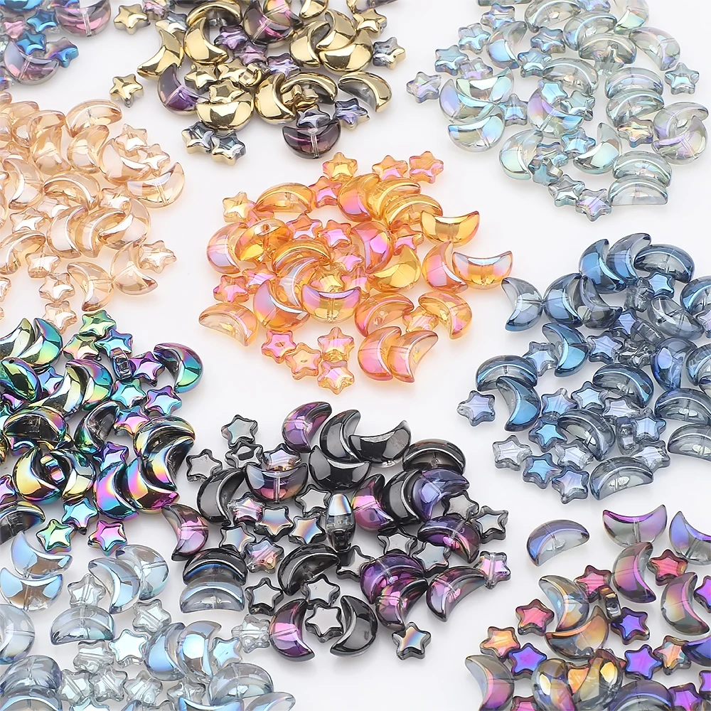 60Pcs 혼합 크리스탈 유리 스타 문 느슨한 펜 던 트 비즈 공예 DIY 만들기..