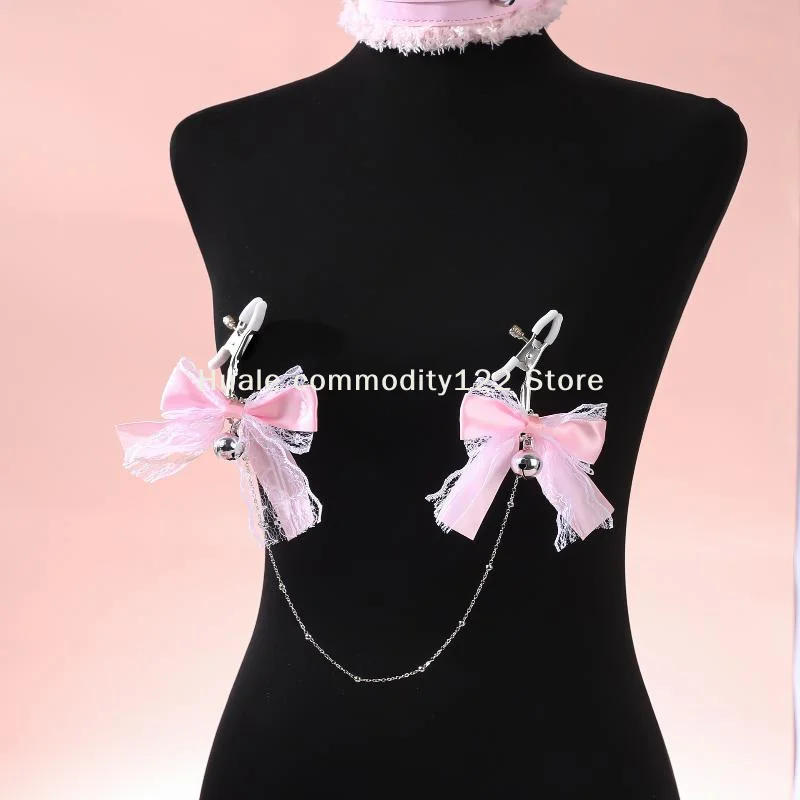 Lace Butterfly Bell Nipple Clamps With Chain For Adults_voghion.com
