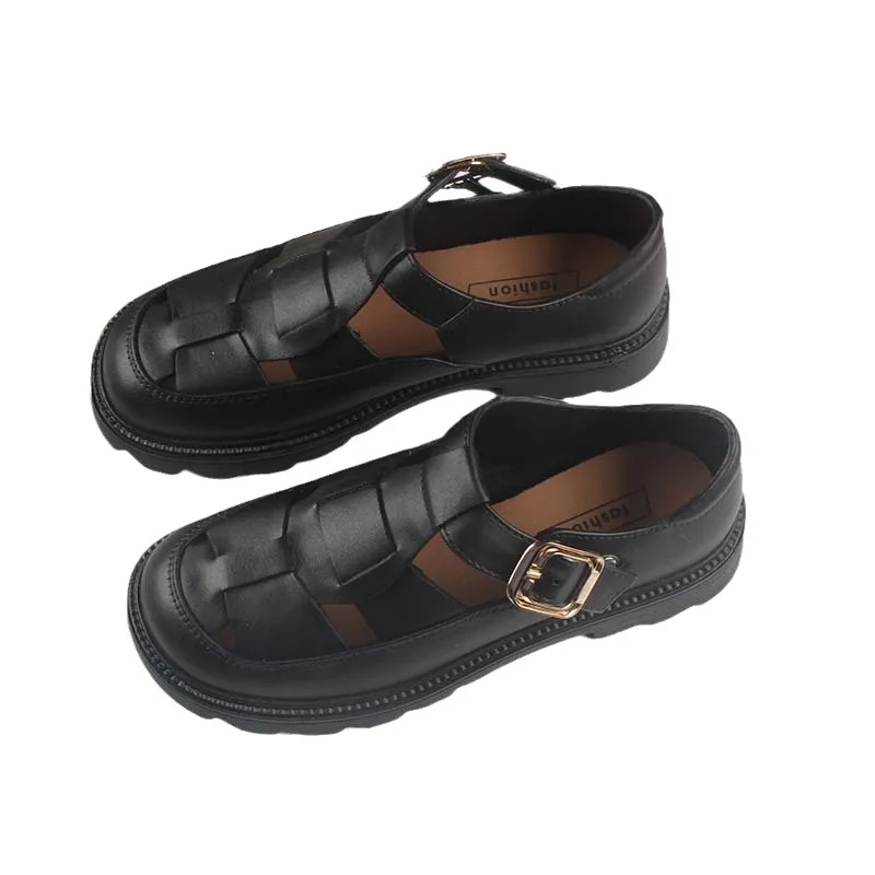 Summer Women's Platform Sandals Hollow Out Solid Color Casual Fashion Comfortable Lightweight Outdoor Walking Non-Slip Shoes