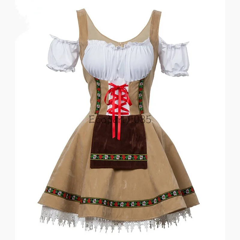 Serveuse Oktoberfest De Sourire Dans La Robe Bavaroise Traditionnelle Se Tenant Sur Une Jambe