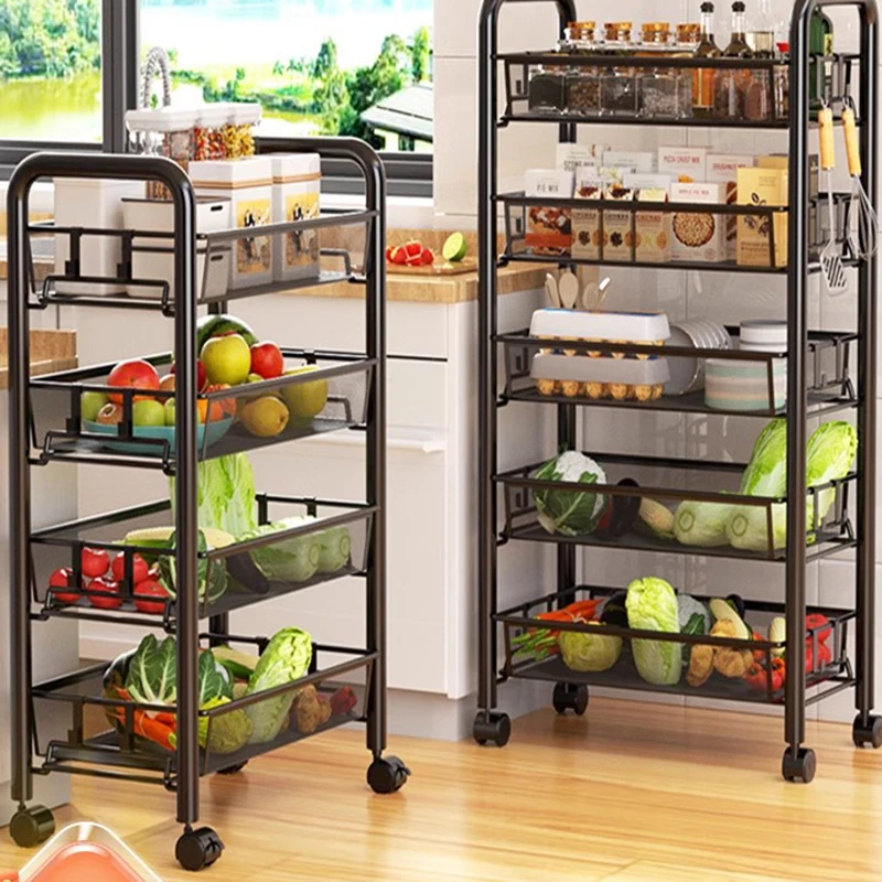 

Storage Rack Utility Cart Rolling Shelves Serving Cart Multi Use Functional Collapsible Carro De Servicio Restaurant Furiture