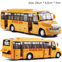 Diecast Metal Pull Back Bus Toy with Sound and Light - Educational Miniature Gift (Big Nose School Bus)