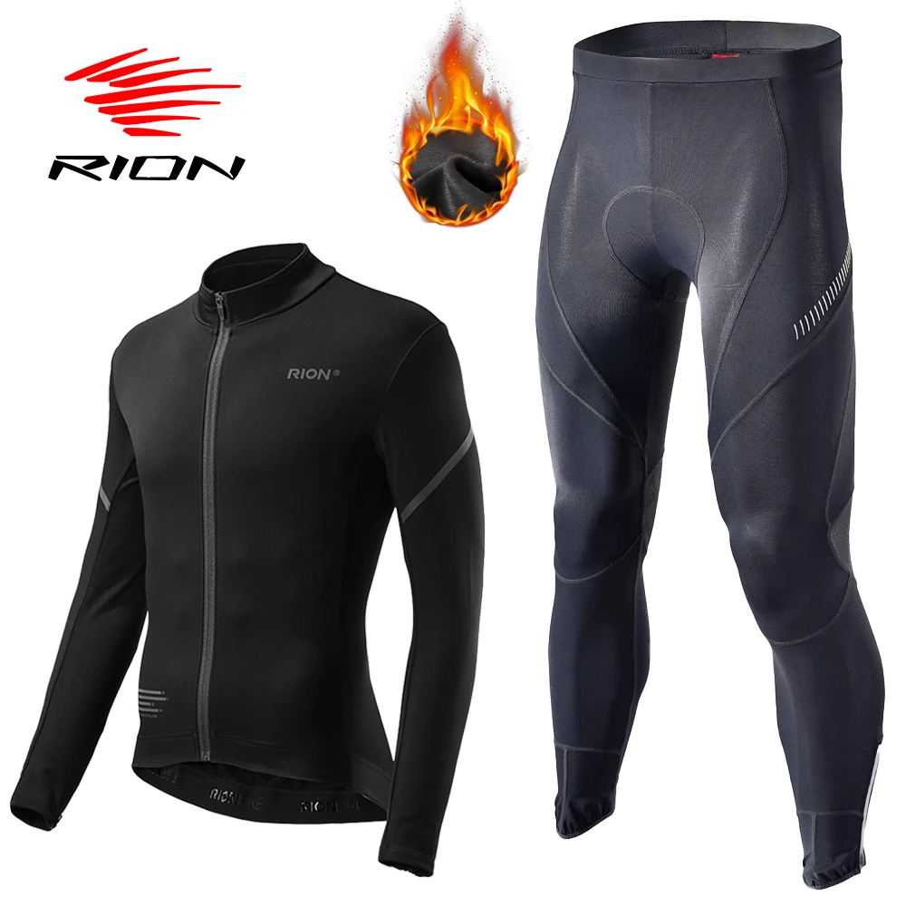 RION Cycling Men Jersey Set Winter Breathable Jerseys Men's Long Sleeve