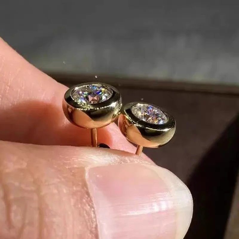 Sllaiss Orecchini In Argento Sterling 925 Con Zirconi Cubici 6 Mm - Tondi Lucidi, Ipoallergenici, Placcati Oro Bianco - Regalo Donna/Uomo