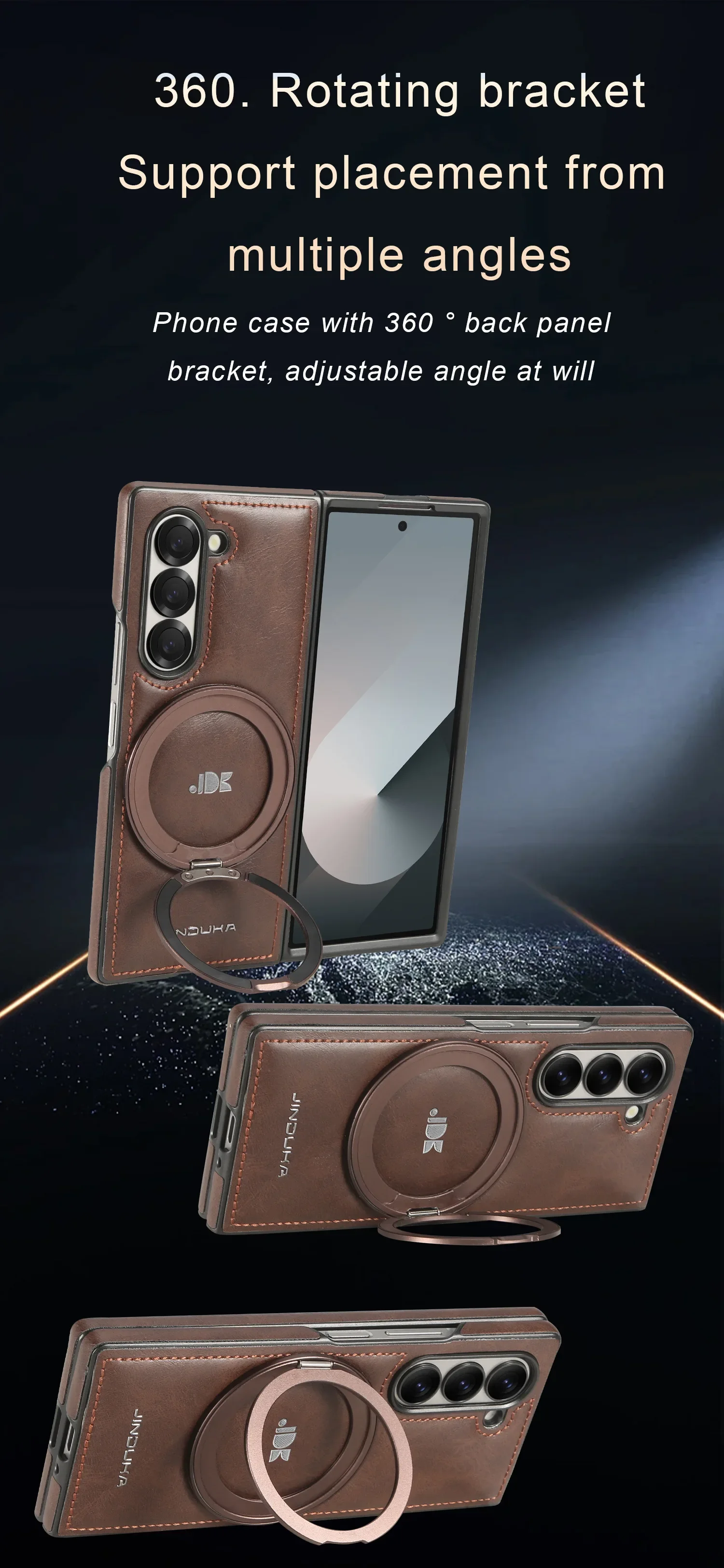 Ring Bracket Leather Case Magnetic Phone Cover For Samsung Galaxy Z Fold 7 6 5 4 3 Magsafe Phone Case Business Leather Shell | Gaffar India