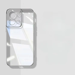 Sleek Transparent Silicone Case with Square Frame for OPPO Reno - Soft and Durable Back Cover (Silver)
