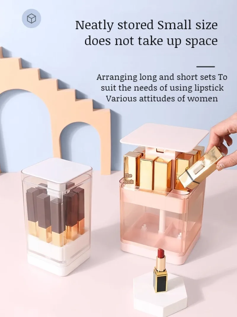 Transparent Large Capacity MultiCompartment Visual Lift Transparent Lipstick Organizer Dustproof Lipstick Desktop Storage Box 4