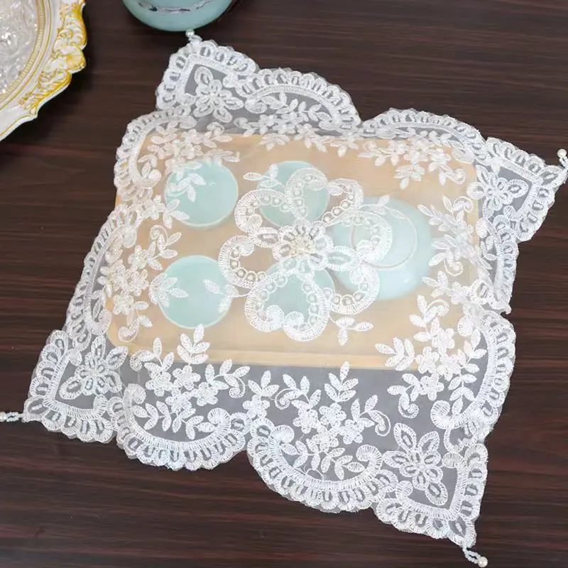 

Europe beads flowers Embroidery table cloth cover kitchen Christmas wedding party tablecloth Table decoration and accessories