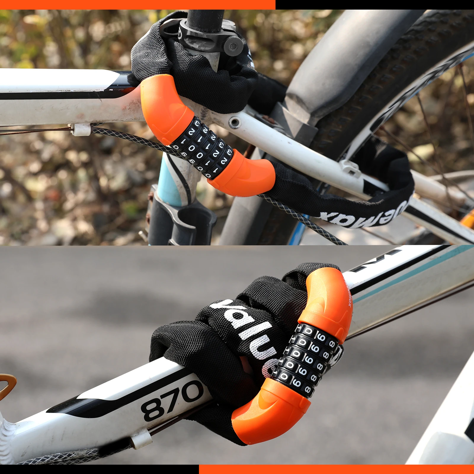 ValueMax 6*1000mm Password Bike Chain Lock Anti-theft Bicycle Lock Mountain MTB Road Bike Safety Motorcycle Scooter Accessories