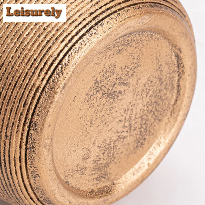 Handmade Brushed Gold Threaded Ceramic Vase Flower Pot Plants Basket Nordic Wedding Decorative Dining Table Home For Decoration