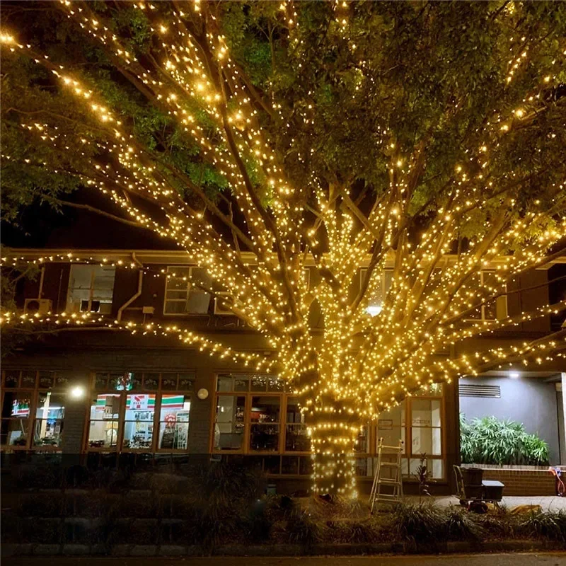 Solar String Lights 1Pack 100/200 LED Solar String Lights Outdoor Waterproof With 8 Modes Twinkle Fairy Light For Garden Camping Wedding Party Decor