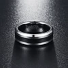 BONLAVIE 8mm Tungsten Carbide Ring Men's Ring Brushed Finish and Black Center Beveled Edge Size 5 to 14 Wedding Engagement Ring 3