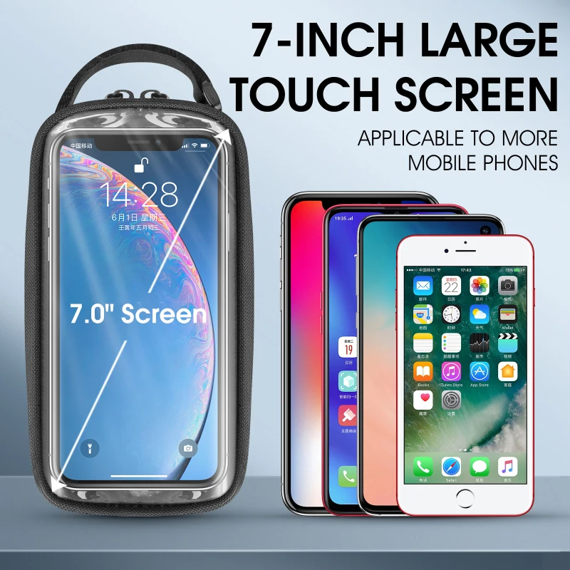 WEST BIKING Bicycle Top Tube Bag TPU Touch Screen For 7.0 Inch Phone Cycling Bag Waterproof Reflective MTB Road Bike Frame Bag