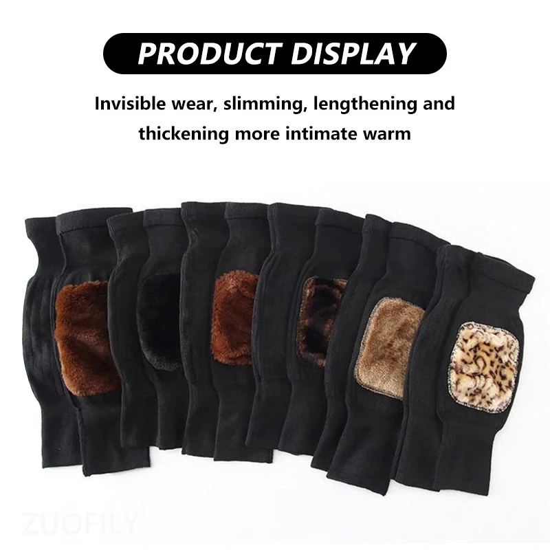 1 Pair Woolen Fleece Knee Pads Winter Women Men Elderly Warmer Coldproof Leg Arthritis Kneepad Thickened Knee Support Protector