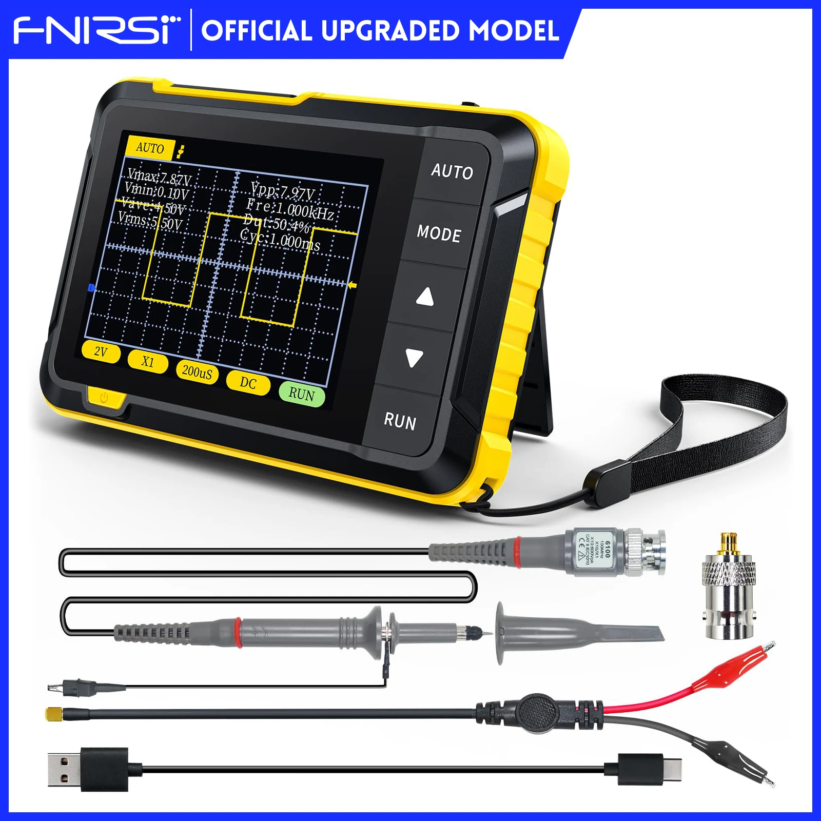 FNIRSI DSO152 PLUS Mini Handheld Digital Osciloscope 200KHz Analog Bandwidth 2.5MSa/s 800VPP Support Firmware Upgraded