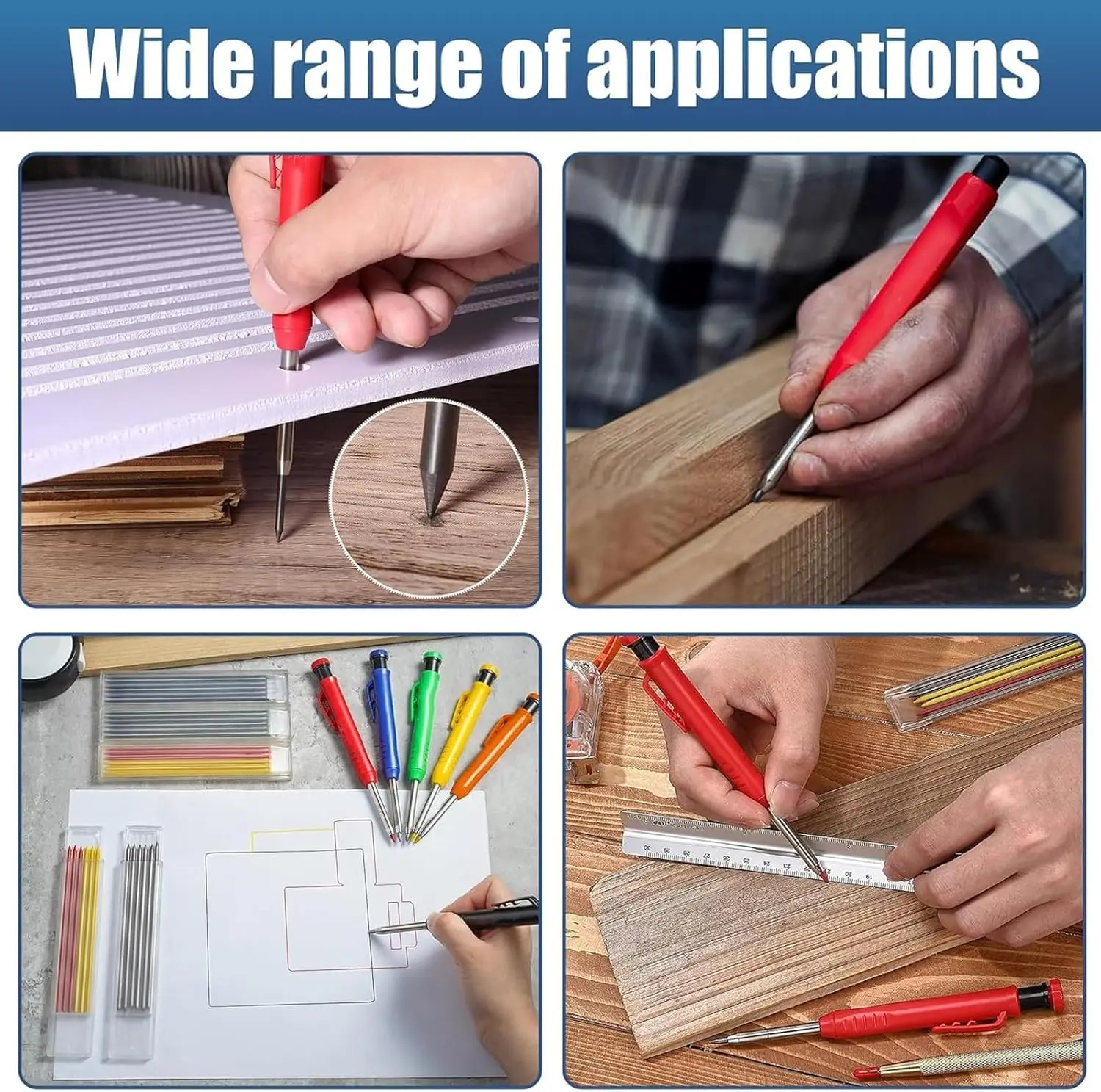 6 Boxes (36 PCS) 2.8mm Pencil Refill Mechanical Carpenter Pencil Refills HB Pencil Leads Colored Pencil Refills for Drawing Mark 5