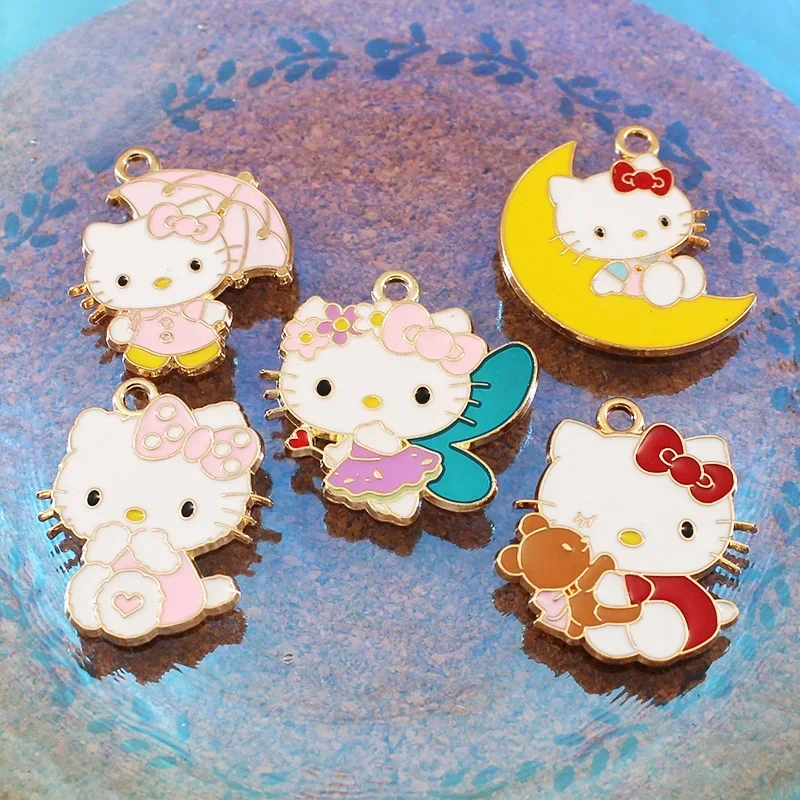 

Hellokittys DIY Jewelry Accessories Pendant Cartoon Sanrioed Hair Accessories Hand Earrings Pendant Handmade Materials