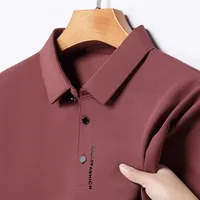 POLO à manches courtes pour hommes, couleur unie, haut élastique respirant et confortable, nouvelle collection 5