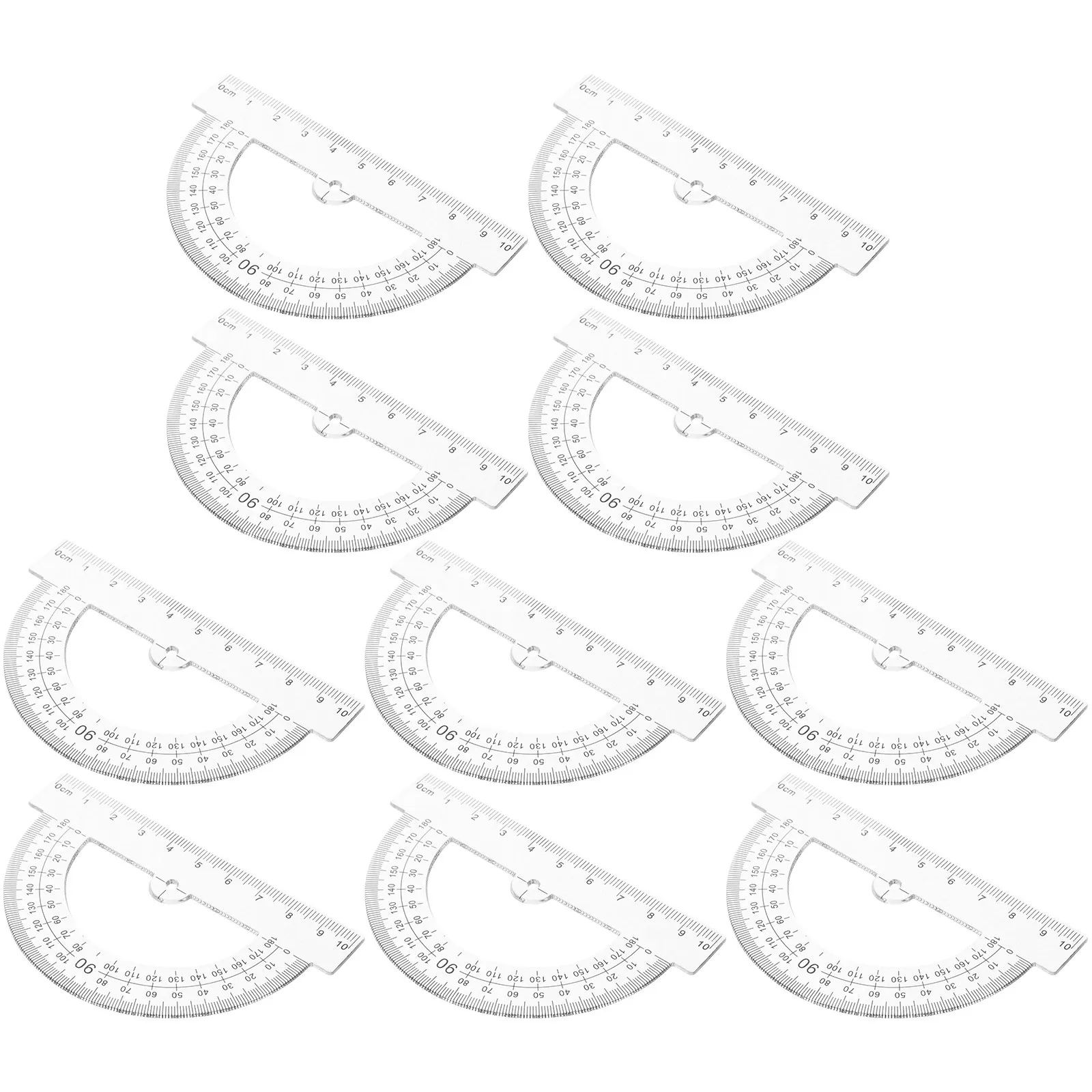 10Pcs 반원형 플라스틱 각도기 소형 경량 측정 도구 수학 드로잉 제도 교실용 정확한 스케일