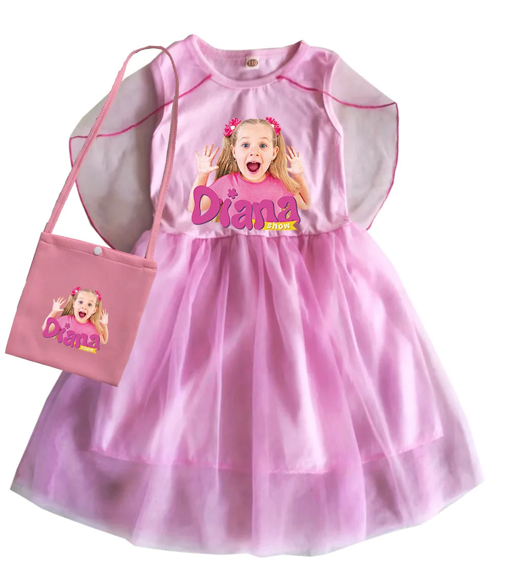 

Diana and Roma Show Clothes Kids Summer Short Sleeve Dress Baby Girls Casual Dresses & Bag Children Halloween Carnival Vestidos