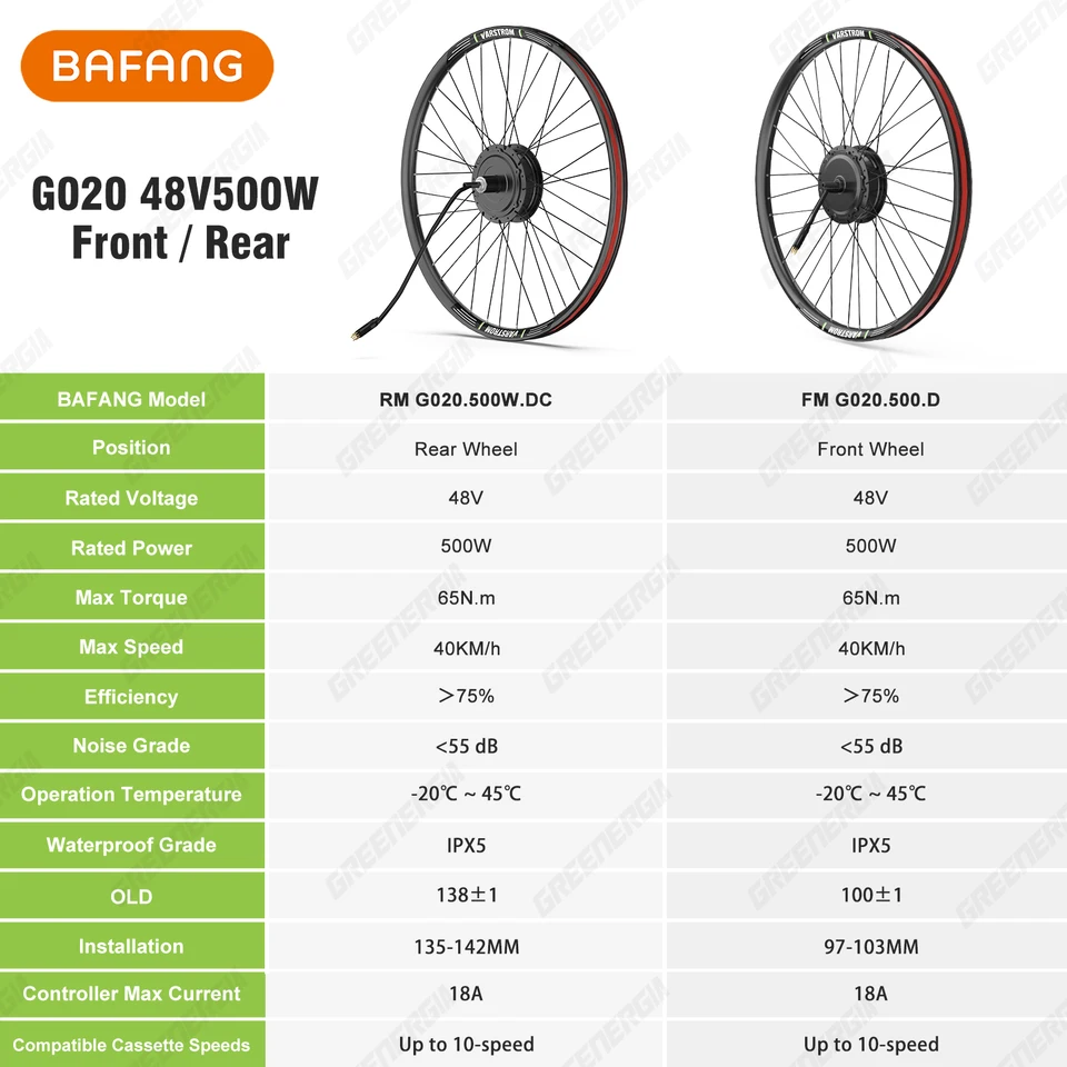 Bafang-電動自転車変換キット,フロントおよびリアハブモーター