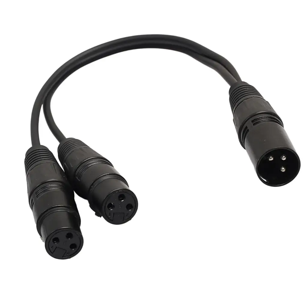 XLR Y-Splitter Cable, 3Pin Male Plug To Dual 2 Female Microphone Cable 1ft