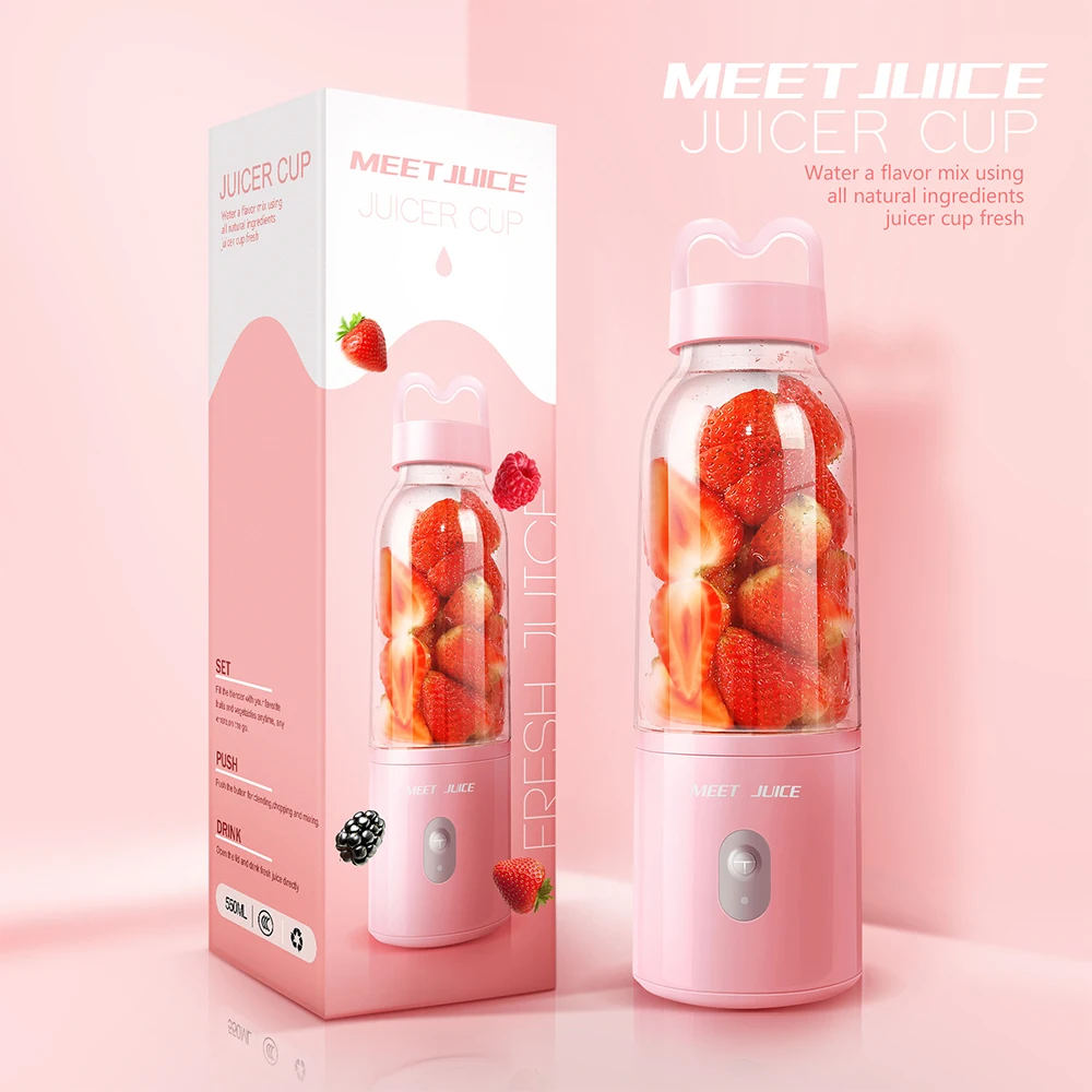 Portable 500ml Juicer USB Rechargeable Fresh Fruit Juice Mixer Electric  Shake Cup Cute Blender Smoothie Ice Cru - AliExpress