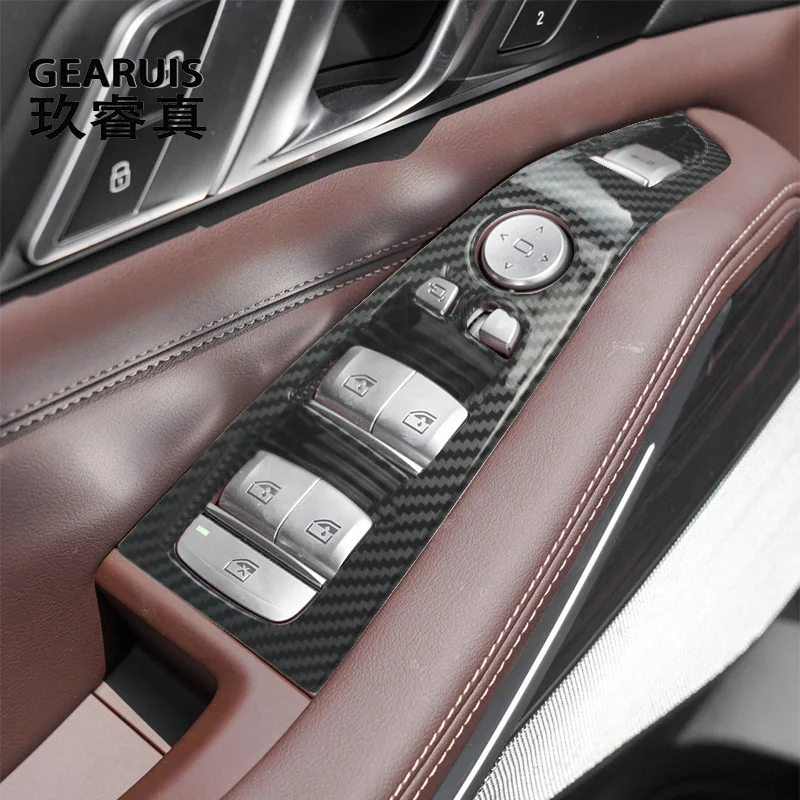 

Для BMW X5 G05 2019-2022 панель переключателя интерьера двери окна обшивки рамы наклейки обшивки автомобиля Стайлинг Аксессуары из углеродного волокна