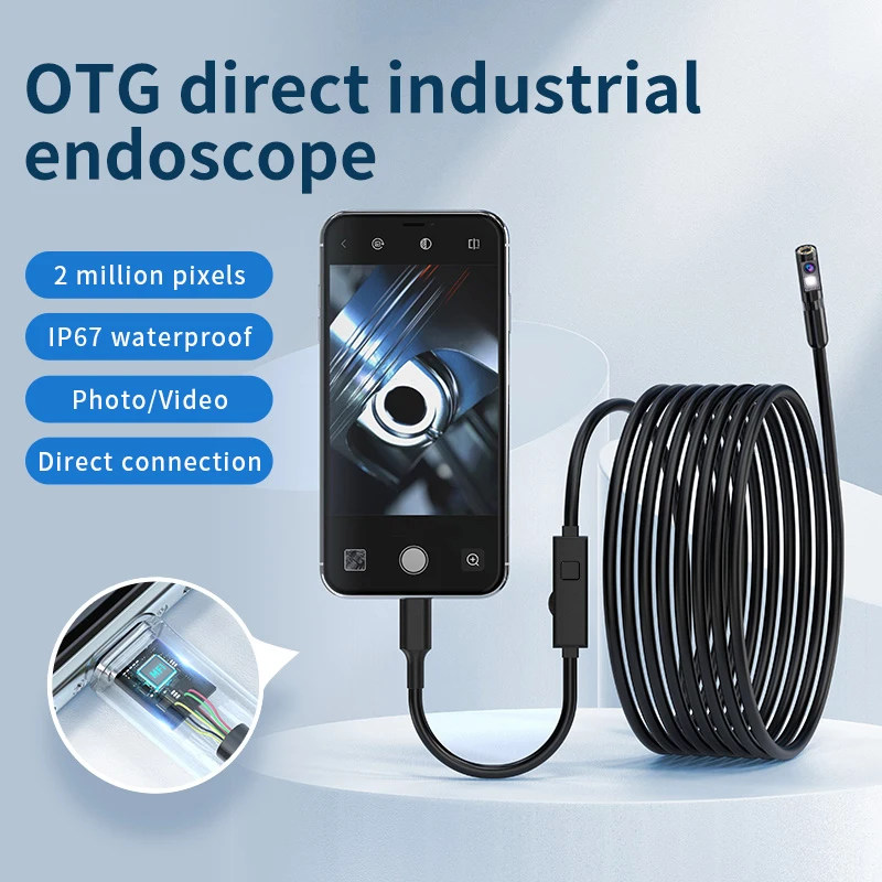 KERUI 8mm 2MP Endoscope Automotive Borescope Inspection Camera Dual/Single Lens for Iphone IOS Smart Phone Android Type C Cars 3