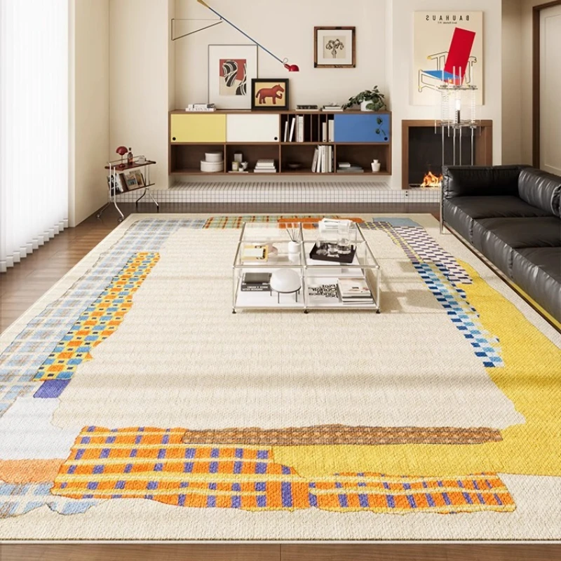 Dopamine Living Room Carpet Pink Plaid Lines Bedroom Bedside Rugs Simple Ins Style Home Sofa Coffee Table Soft Floor Mats Ковер