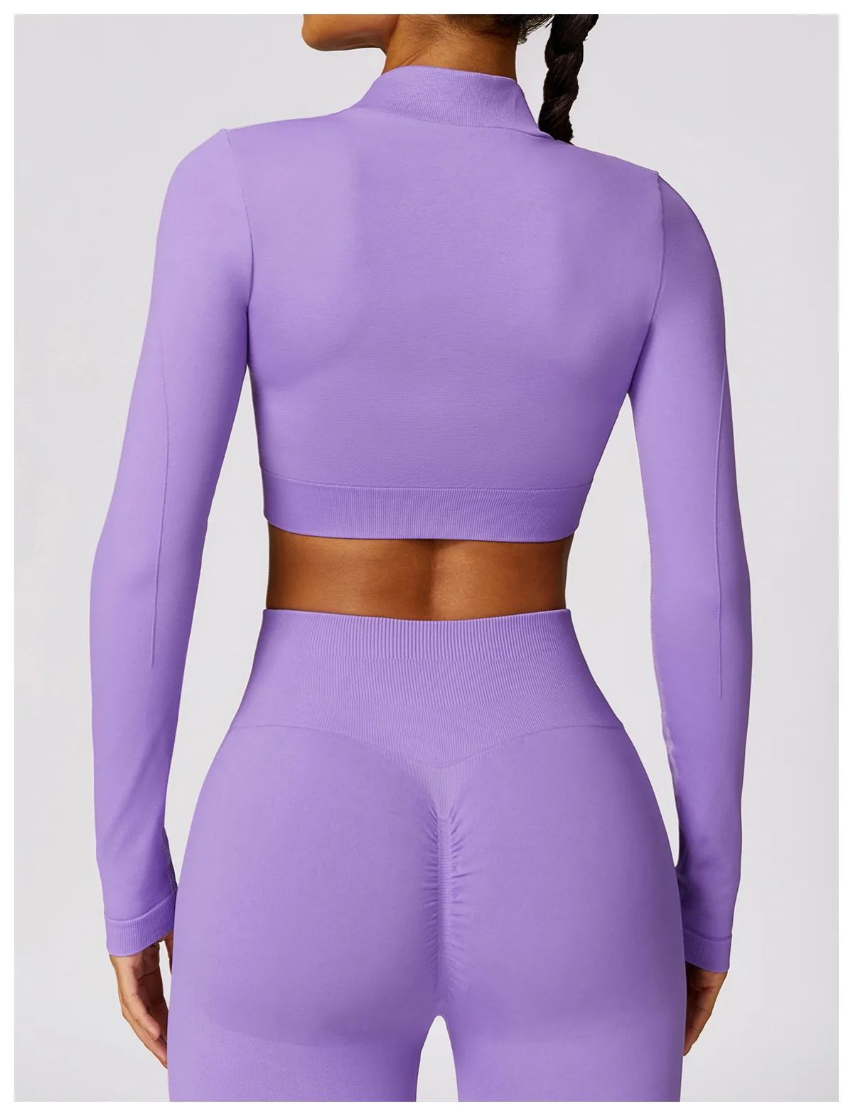 Customized LOGO womens new tight seamless back yoga suit womens casual hip-lifting micro-sports suit  Two piece set 6
