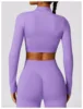 Customized LOGO womens new tight seamless back yoga suit womens casual hip-lifting micro-sports suit  Two piece set 6