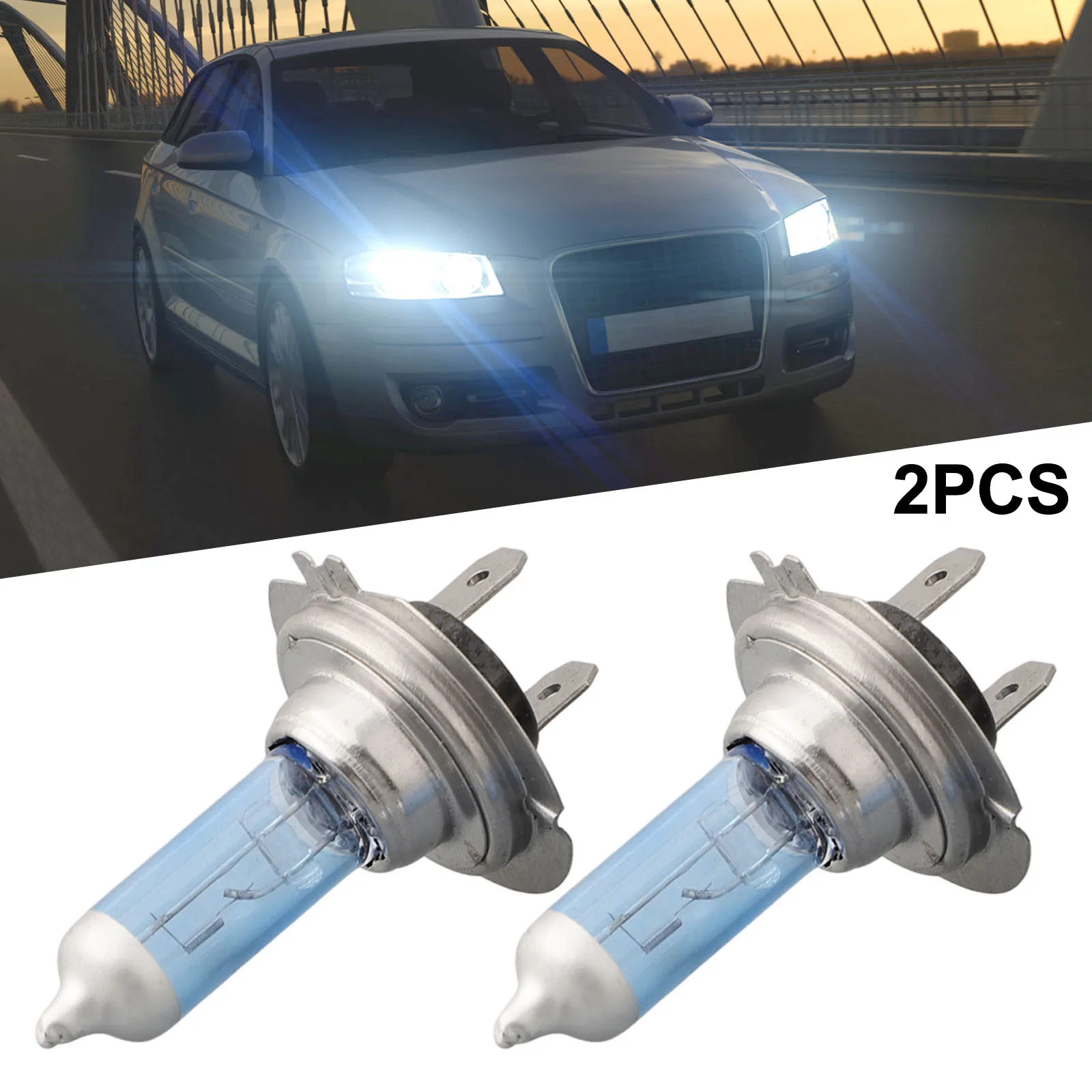 2pcs Bright H7//55W/12V/6000K Halogen Headlight White Light Lamp Bulbs Car Head-lights Fog-Lights Halogen Bulbs