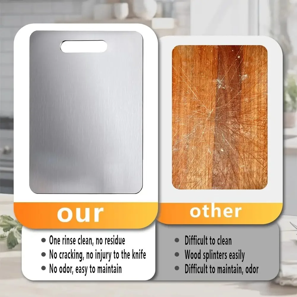 Home Use Stainless Steel Cutting Board, Antibacterial and Mold-resistant, Food-grade Double-sided Portable Kitchen Cutting Board