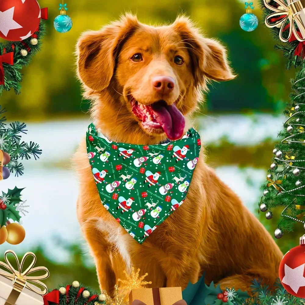 Christmas Bandana Pet Small Dog Scarf Bandanas Cotton Adjustable Personalized Puppy Cat Dog Bibs Pet Supplier Dog Accessories