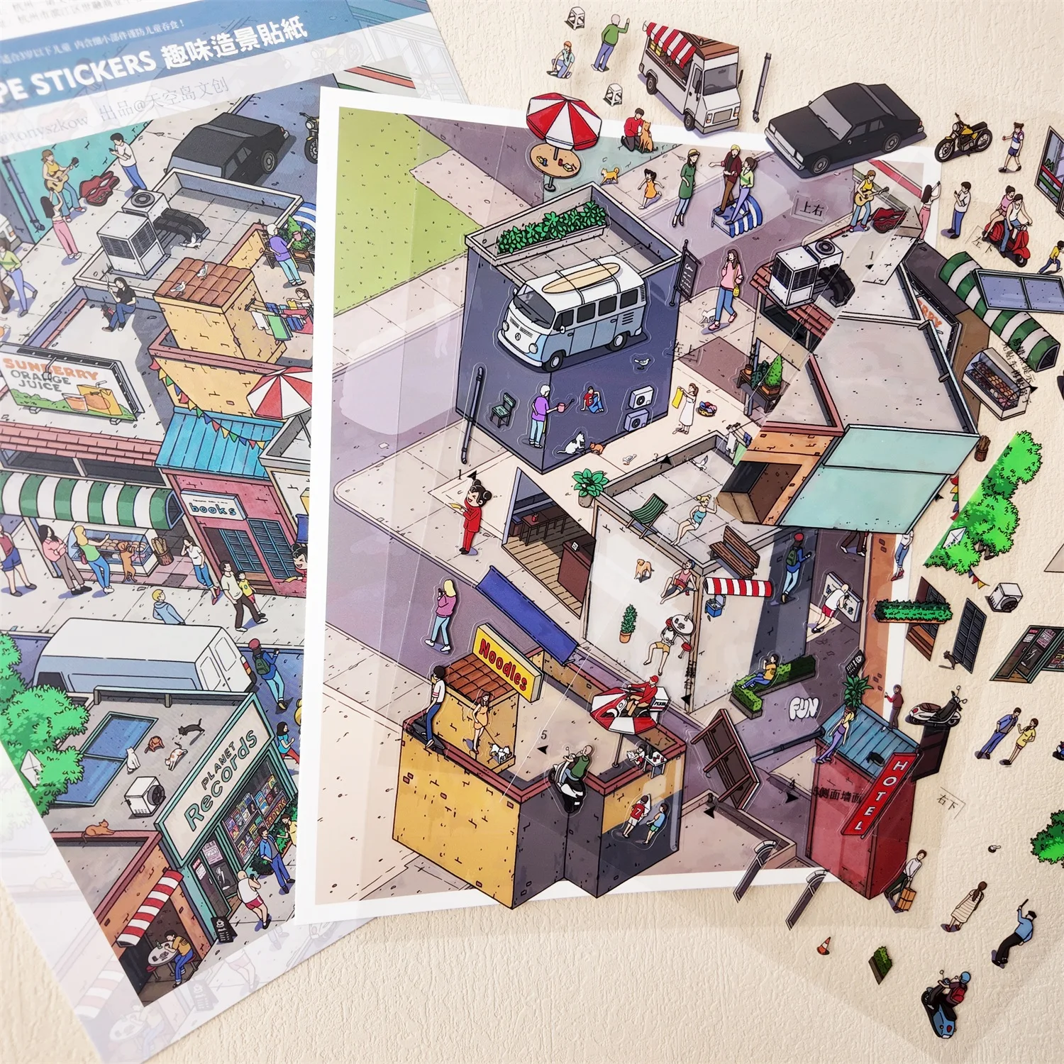 Kawaii 3D Seasonal Town Miniature Scene DIY Stickers