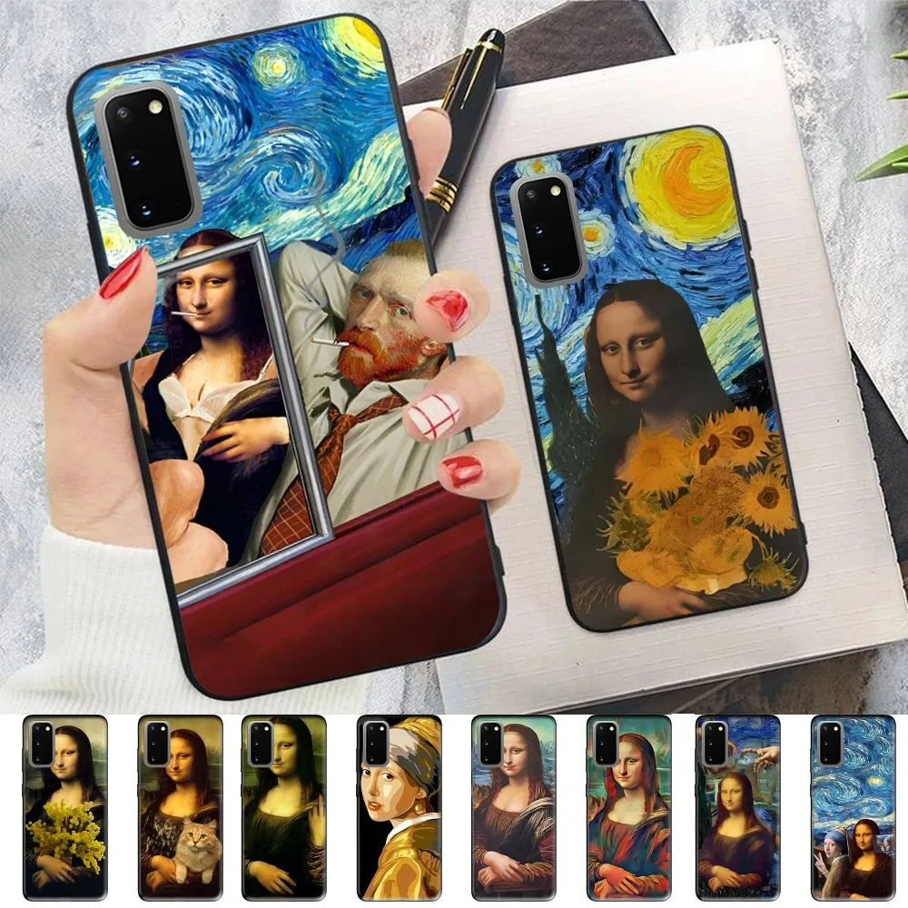 

Van Gogh Mona Lisa Fun Cat Art Phone Case For Samsung S 9 10 20 21 22 23 30 23plus lite Ultra FE S10lite Fundas